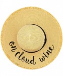 Sun Hats Exclusives Straw Embroidered Lettering Floppy Brim Sun Hat (ST-2017) - A Fringes-on Cloud Wine - CG194RQKOSQ $23.20
