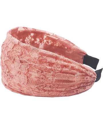 Headbands Gorgeous Wide Floral Lace Gathered Hard Headband - 2 Pack-a - CN18WY7LL5U $16.19