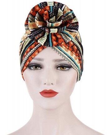 Skullies & Beanies Shiny Flower Turban Shimmer Chemo Cap Hairwrap Headwear Beanie Hair Scarf - Orange1 - C118Z2NNHMD $12.95