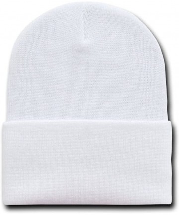 Skullies & Beanies 12 Inch Long Cuffed Knit Beanie Cap (One Size- White) - CW110DKZBML $11.35