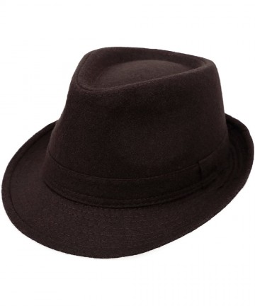 Fedoras Men Women's Classic Wool Blend Structured Fedora Hat - Brown Gatsby Fedora - CN180D543Y8 $28.26