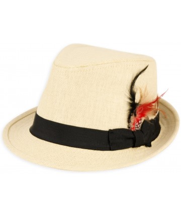 Fedoras Fashion Design Straw Fedora Hat Trilby Cap w/ Short Brim - CT12F8LYE1N $12.92