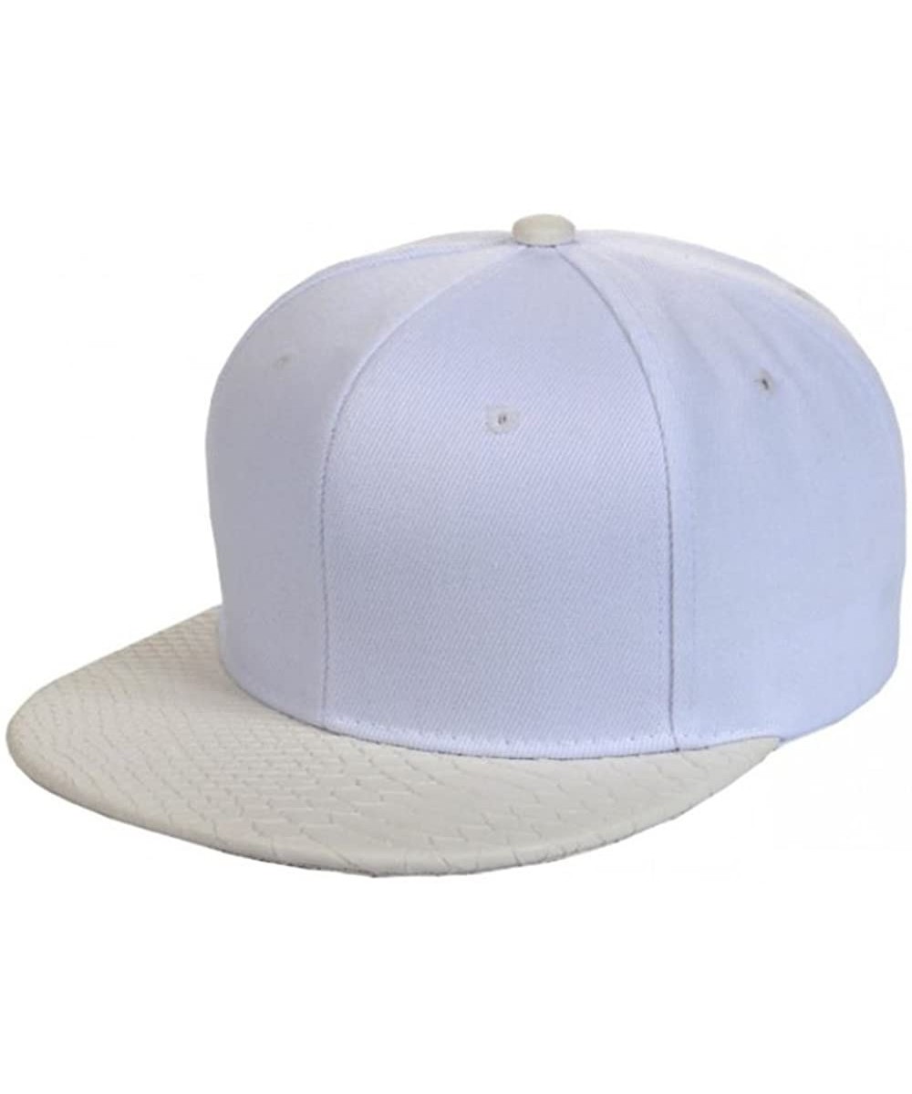 Baseball Caps Plain Animal Snakeskin PU Leather Strapbacks Hat (Black/Brown) - White - CN126FY8L89 $18.98