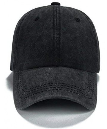 Baseball Caps Men Women Plain Cotton Adjustable Washed Twill Low Profile Baseball Cap Hat(A1008) - Black - CZ194EM6TGY $16.05