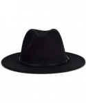 Fedoras Women Fedora Hat Wide Brim Felt hat with Belt Buckle Panama Hat Vintage Jazz Hat - A-black - CB18IG4U9G0 $23.80