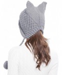 Skullies & Beanies Winter Cute Cat Ears Knit Hat Ear Flap Crochet Beanie Hat - Light Grey - CR187Q7U00M $18.56