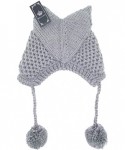 Skullies & Beanies Winter Cute Cat Ears Knit Hat Ear Flap Crochet Beanie Hat - Light Grey - CR187Q7U00M $18.56