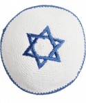 Skullies & Beanies Star of David Jewish KippahHatFor Men & Kids with Clip Beautifully Knitted - Classic Blue - C81880CSNZ4 $1...