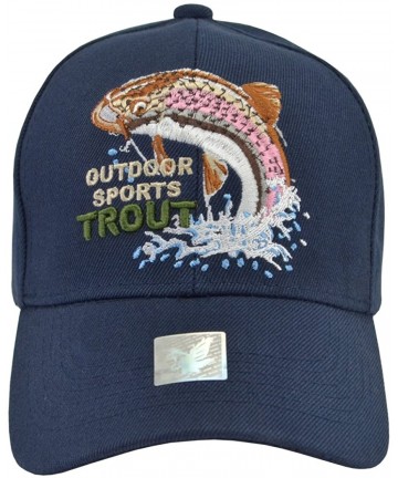 Baseball Caps Outdoor Sports Trout Fishing Hat Navy Blue - CB18EG7A7HY $12.84