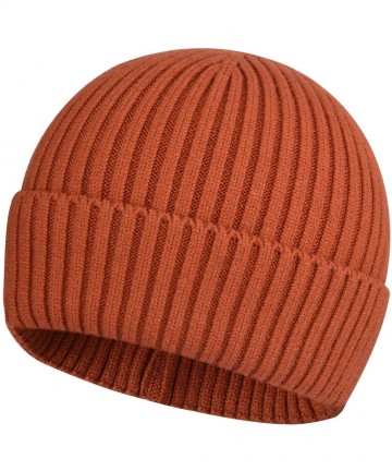 Skullies & Beanies Swag Wool Knit Cuff Short Fisherman Beanie for Men Women- Winter Warm Hats - Regular Style Cover Ears-oran...