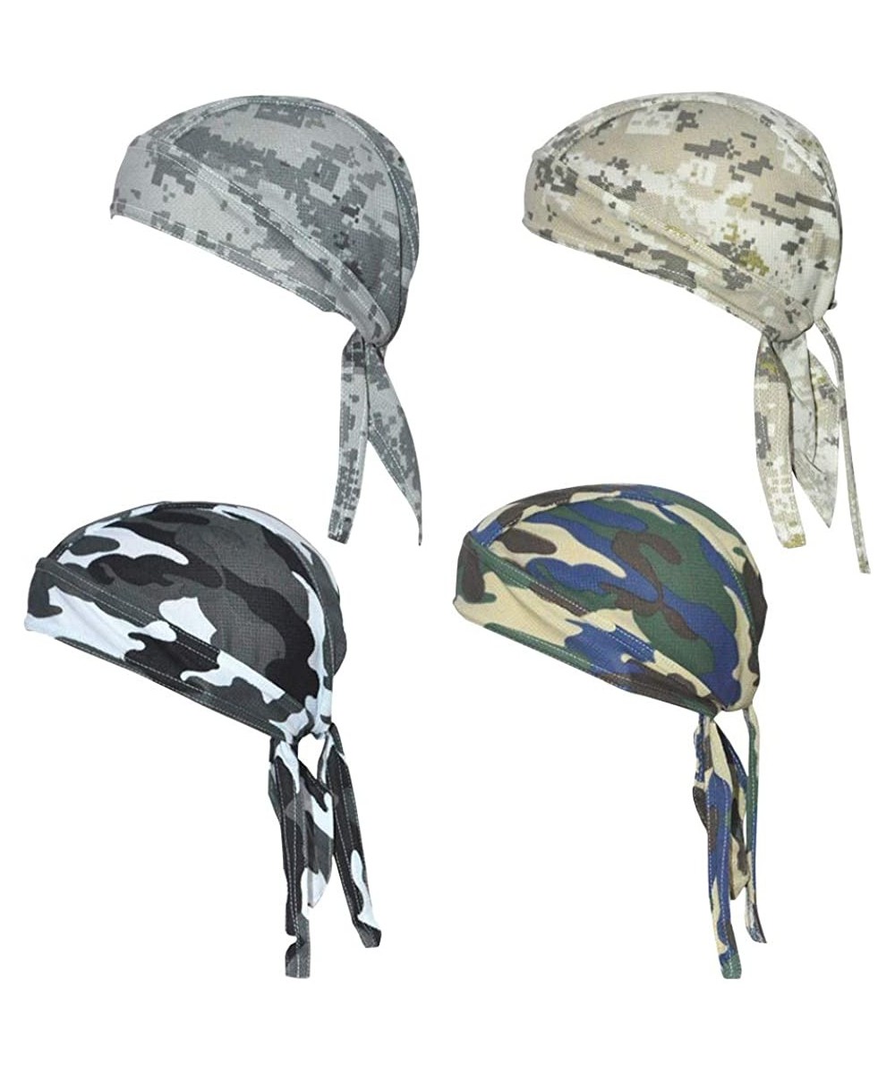 Skullies & Beanies Sweat Wicking Beanie Cap Hat Chemo Cap Skull Cap Wrap for Men and Women (Camouflage Pack of 4) - CO11AFD9P...