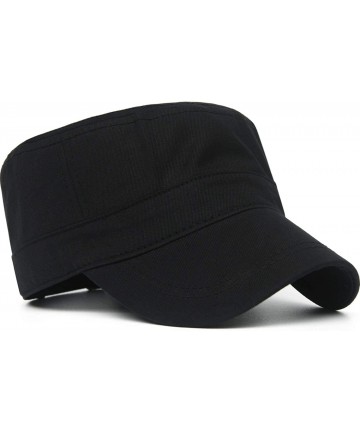 Baseball Caps Cotton Cadet Cap Army Military Caps Flat Hats Unique Design Big Head - Style05-black - CY18URE0OHZ $19.38