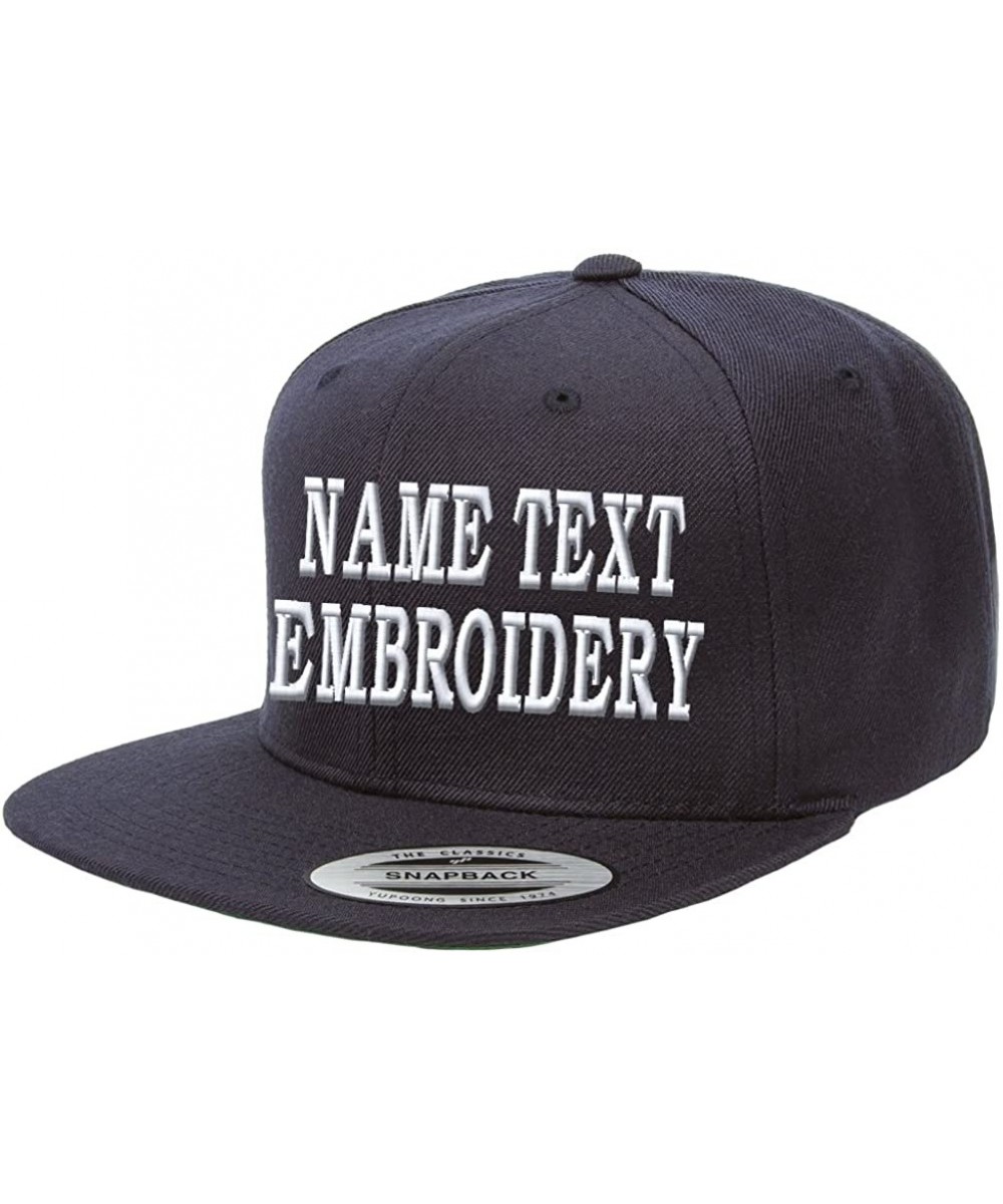 Baseball Caps Yupoong Snapback Hat Custom Flat Embroidery Cap Personalized Name Text Flat Bill Wool - CV180K96TAH $26.91