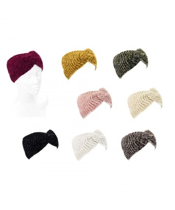 Cold Weather Headbands Women's Soft Knitted Winter Headband Head Wrap Ear Warmer (Chenille-Mustard) - Chenille-Mustard - CU18...