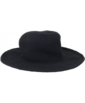 Sun Hats Women's Cotton Crochet Floppy Hat with 3 Inch Brim - Black - CY1171D02PT $29.37