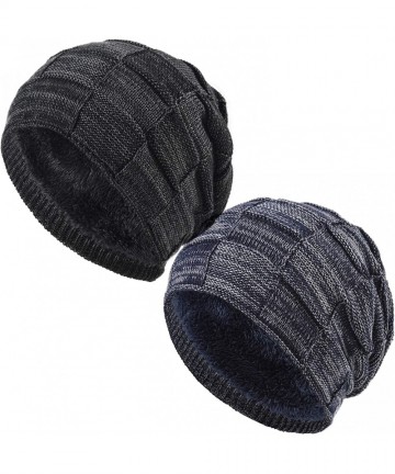 Skullies & Beanies Oversized Unisex Fleece Lined Slouchy Beanie Soft Thick Warm Winter Knitted Beanie Ski Hat - CQ18ZLQSIG7 $...
