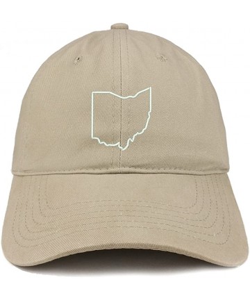 Baseball Caps Ohio State Outline State Embroidered Cotton Dad Hat - Khaki - CM18G62GHNG $26.66