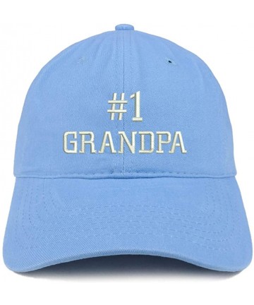 Baseball Caps Number 1 Grandpa Embroidered Soft Crown 100% Brushed Cotton Cap - Carolina Blue - CP184UUDOY5 $24.92