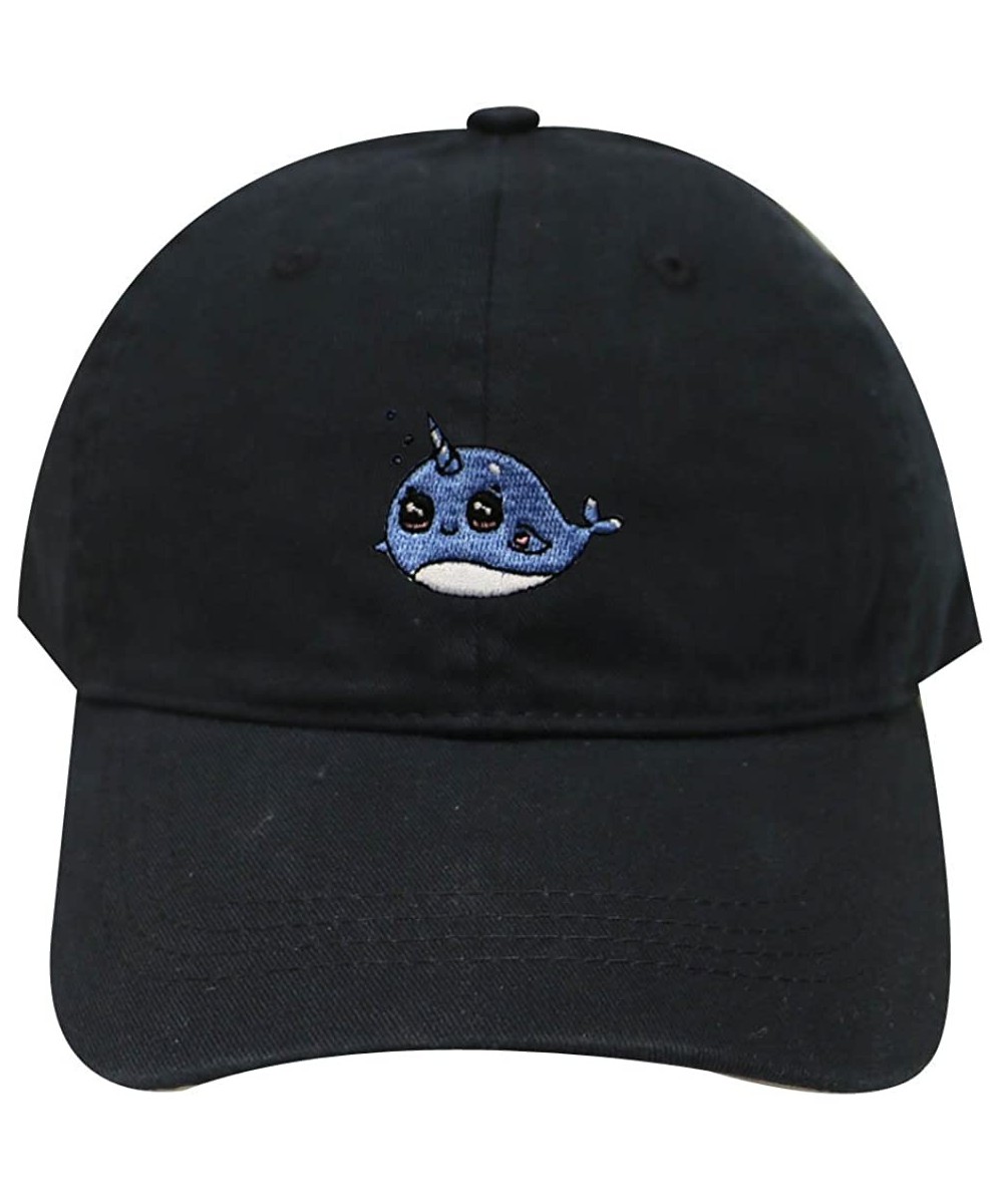 Baseball Caps Whale Unicorn Cotton Baseball Dad Cap - Black - CN183XHZ7L2 $15.80