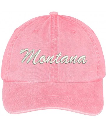 Baseball Caps Montana State Embroidered Low Profile Adjustable Cotton Cap - Pink - C112IZJWS9F $25.04