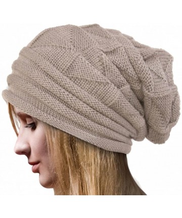 Skullies & Beanies Women Hat- Women Fashion Winter Warm Hat Girls Crochet Wool Knit Beanie Warm Caps - Beige - CK12NU6VW4H $1...