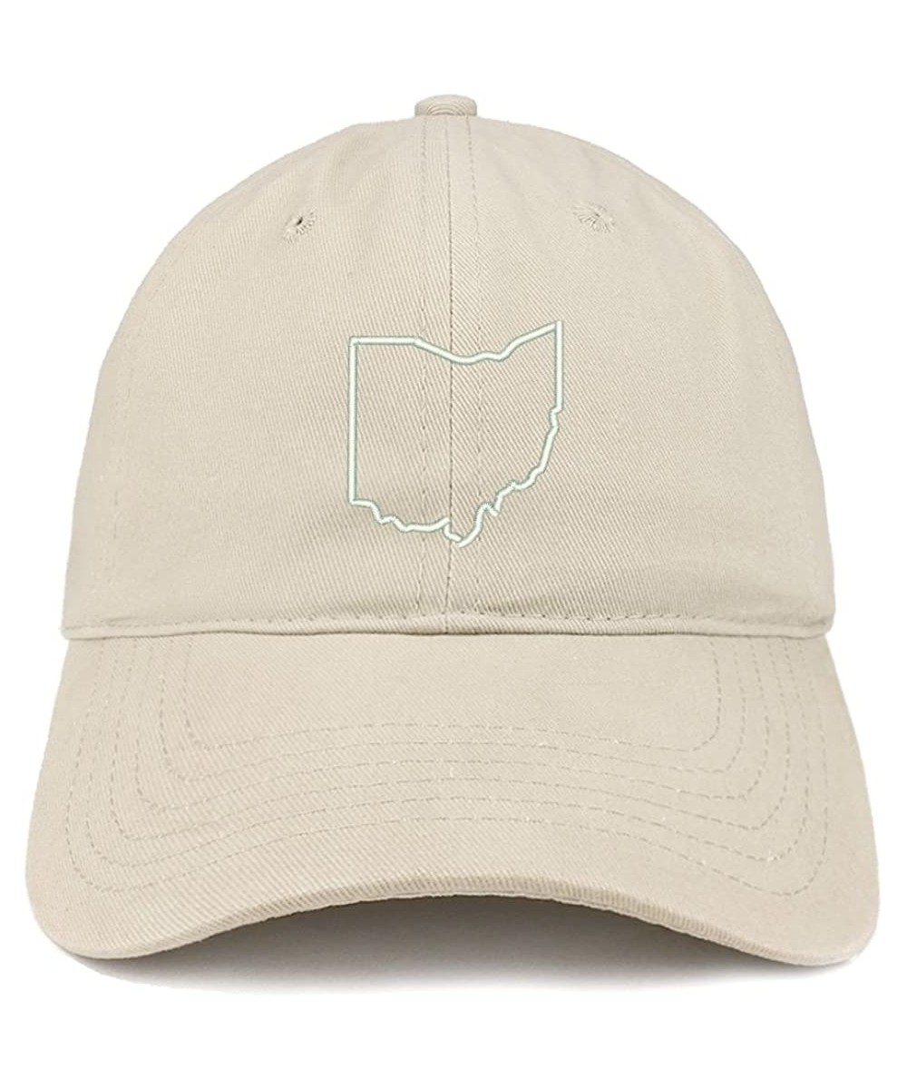 Baseball Caps Ohio State Outline State Embroidered Cotton Dad Hat - Stone - CG18G620SCE $24.37