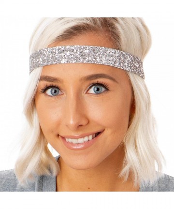 Headbands Women's Adjustable Non Slip Wide Bling Glitter Headband Silver Multi Pack - Silver & Gunmetal - C211RV721XV $15.54