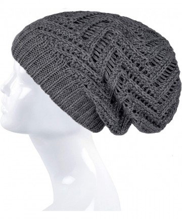 Skullies & Beanies Knit Oversized Slouchy Chunky Soft Warm Winter Baggy Beanie Hat - Gray - CA18I6LT6WU $13.42