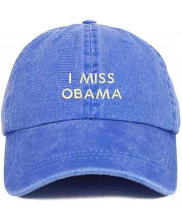 Baseball Caps I Miss Obama Embroidered Pigment Dyed Cotton Baseball Cap - Royal - CN18SW6HXKQ $31.82
