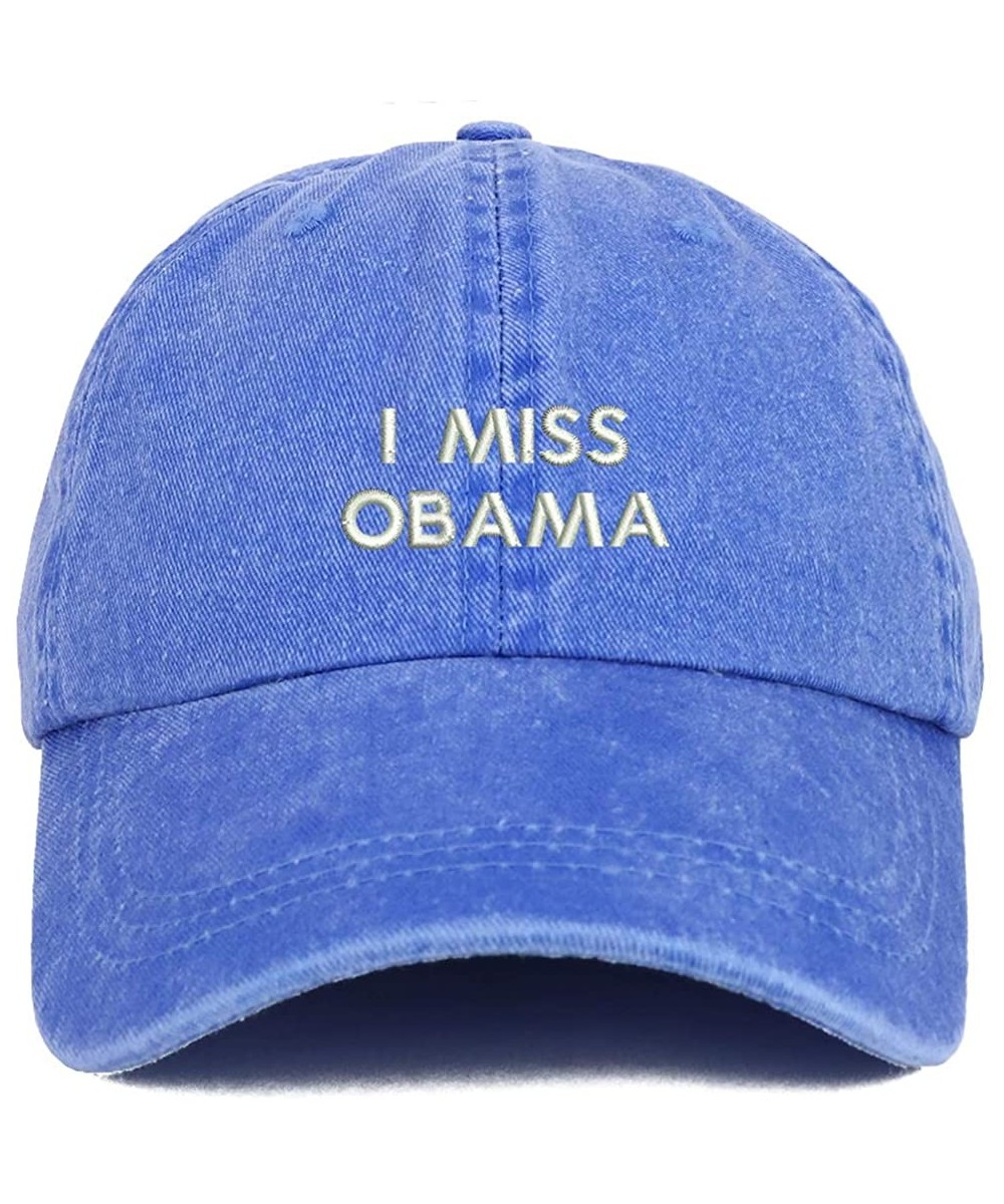 Baseball Caps I Miss Obama Embroidered Pigment Dyed Cotton Baseball Cap - Royal - CN18SW6HXKQ $23.10