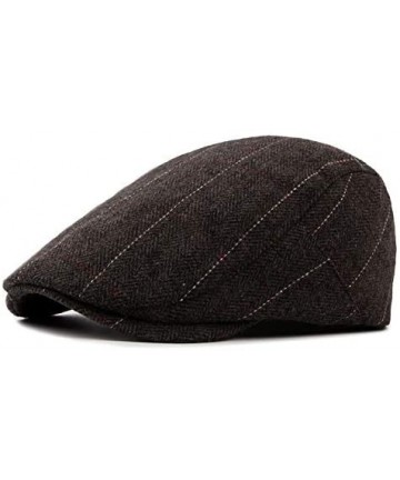 Newsboy Caps 1-2 Pack Newsboy Hat for Men Classic Herringbone Tweed Wool Blend Flat Cap Ivy Gatsby Cabbie Driving Hat - CF18G...