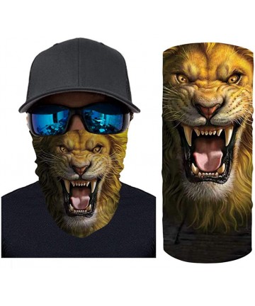 Balaclavas Cool 3D Animal Print Bandana Neck Gaiter Scarf Dust Wind Balaclava Headband for Men Women - Angry Lion - C6197ZHHA...