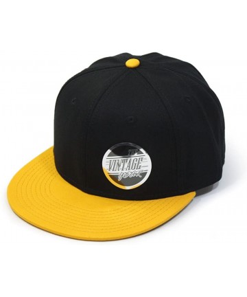 Baseball Caps Premium Plain Cotton Twill Adjustable Flat Bill Snapback Hats Baseball Caps - Yellow/Black - CO1258RLEER $25.36