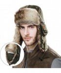 Skullies & Beanies SIGGI Faux Fur Trapper Hat for Men Cotton Warm Ushanka Russian Hunting Hat - 89135_olive (Faux Fur) - CI18...
