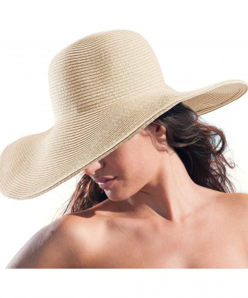 Sun Hats Women's Wide Brim Sun Hat - Sun Protection Floppy Straw Hat Summer Beach Hat - C718O2E8RDU $19.17
