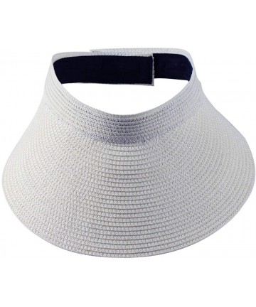 Visors Clip On Visor Womens Summer Sun Beach Hat UV Protection Sports Outdoor Wide Brim - White - CJ194R394A6 $26.92