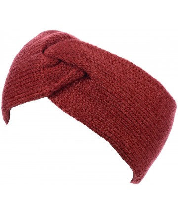 Cold Weather Headbands Women's Winter Chic Solid Knotted Crochet Knit Headband Turban Ear Warmer - Rust Red - C118ILZSAZK $18.64
