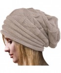 Skullies & Beanies Women's Winter Beanie Knit Crochet Ski Hat Oversized Cap Hat Warm Beige - C312B7QCVEP $13.49