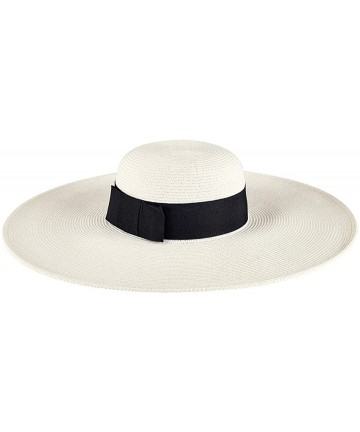 Sun Hats Straw Braided Hat - White/Black - CI12O1OKMWC $38.79
