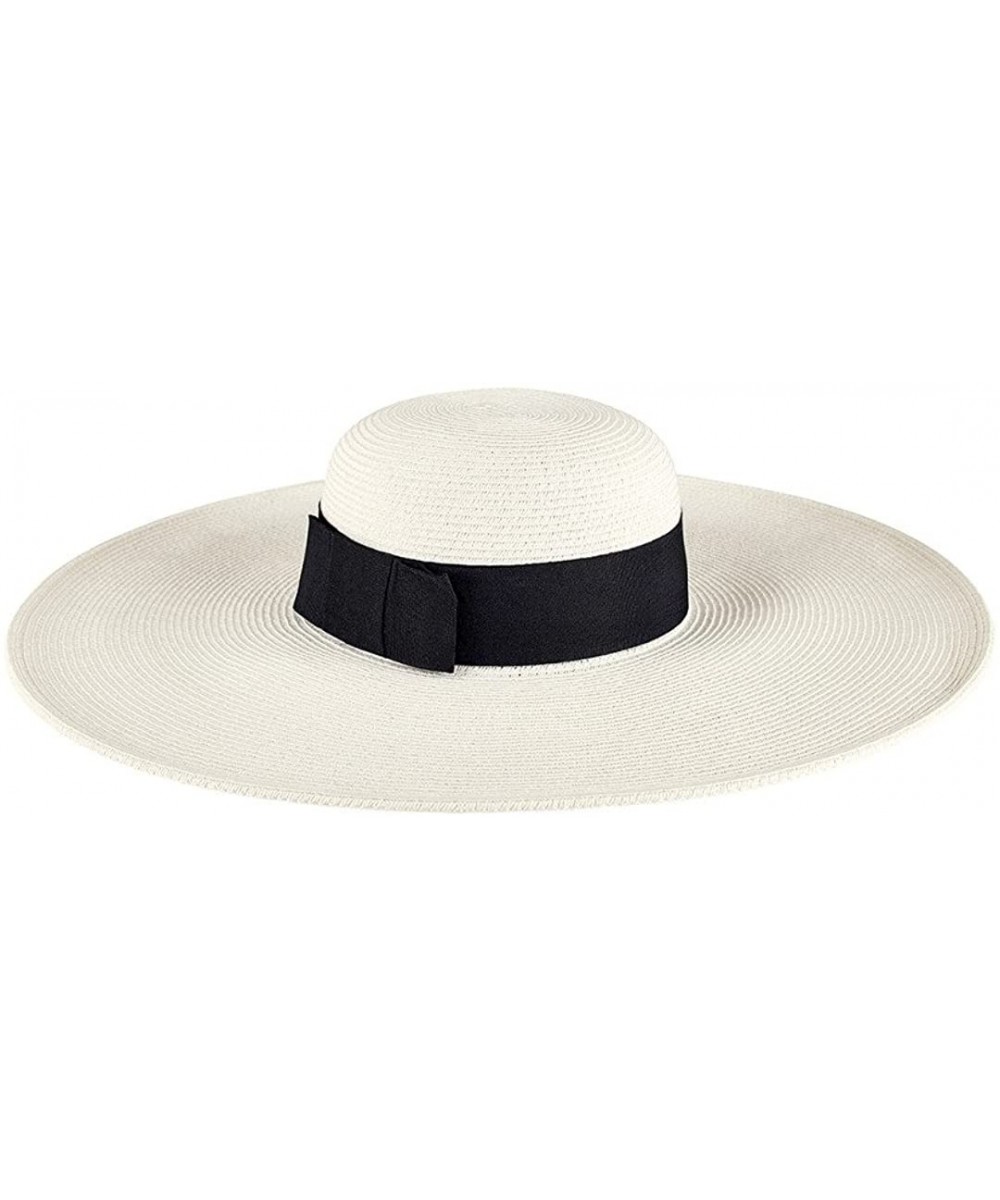 Sun Hats Straw Braided Hat - White/Black - CI12O1OKMWC $38.79