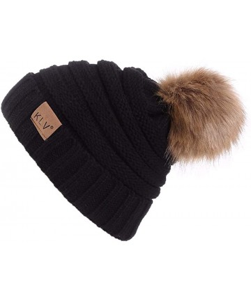 Skullies & Beanies Wool Hats for Women Winter Womens Slouchy Beanie Hat Knit Warm Snow Ski Skull Cap - Black - CR18L9SZT9A $1...