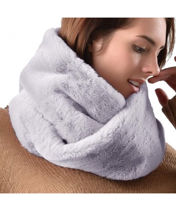 Sun Hats Women Faux Fur Infinity Scarf Soft Winter Warm Neck Warmer Scarfs - Gray - CX18IRLIOXQ $20.56