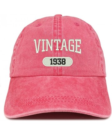 Baseball Caps Vintage 1938 Embroidered 82nd Birthday Soft Crown Washed Cotton Cap - Red - CE12JO1I739 $22.40