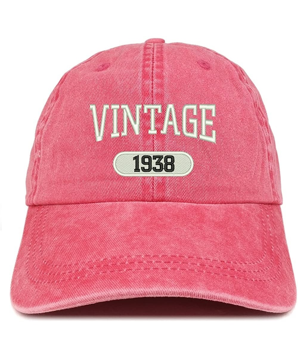Baseball Caps Vintage 1938 Embroidered 82nd Birthday Soft Crown Washed Cotton Cap - Red - CE12JO1I739 $22.40