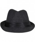 Fedoras Women Men Summer Double Colors Straw Fedora Hat w/Rasta Band- Black- SM - CN11UJ136ET $21.41