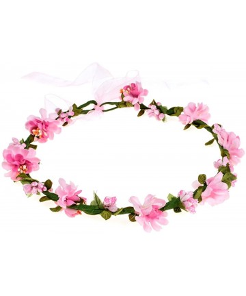 Headbands Women Boho Flower Headband Berry Floral Crown Hair Wreath Garland Halo - Pink - CC18EGC2U20 $13.22