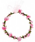 Headbands Women Boho Flower Headband Berry Floral Crown Hair Wreath Garland Halo - Pink - CC18EGC2U20 $13.22