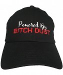 Baseball Caps Powered by Bitch DUST - Black Embroidered Ball Cap with White/Red Stitching - CD183KW8QI5 $24.91
