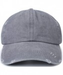 Baseball Caps Women Washed Cotton High Ponytail Baseball Cap - C07-distressed Grey - C918TCMOKNG $14.21