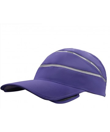 Visors Womens Summer Wide Brim UV Mesh Empty Top Sun Hat Cap with Retractable Visor - Purple - CO18DXR3NKE $24.02